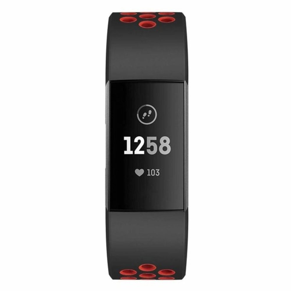 Fitbit Charge 3 sport band (zwart rood) Fitbit Charge 3 sport band (zwart rood)