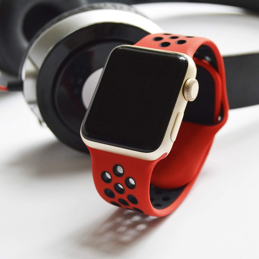 Apple Watch silicone sport+ band (rood/zwart)