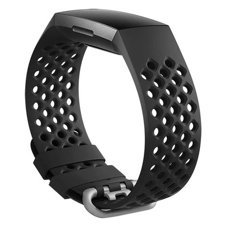 Fitbit Charge 4 siliconen bandje met gaatjes (zwart)