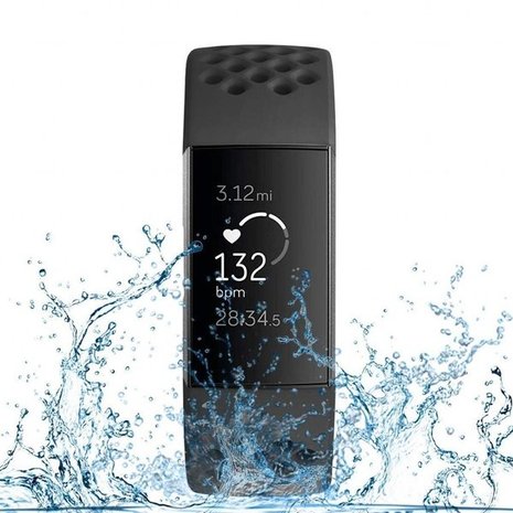 Fitbit Charge 4 siliconen bandje met gaatjes (zwart)