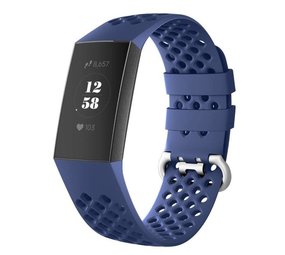 Fitbit Charge 4 siliconen bandje met gaatjes (donkerblauw)