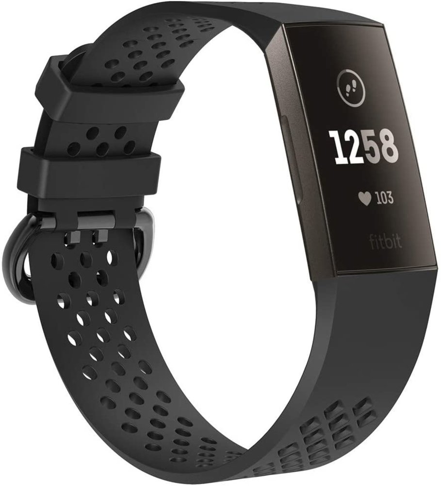 Fitbit Charge 3 siliconen bandje met gaatjes (zwart)