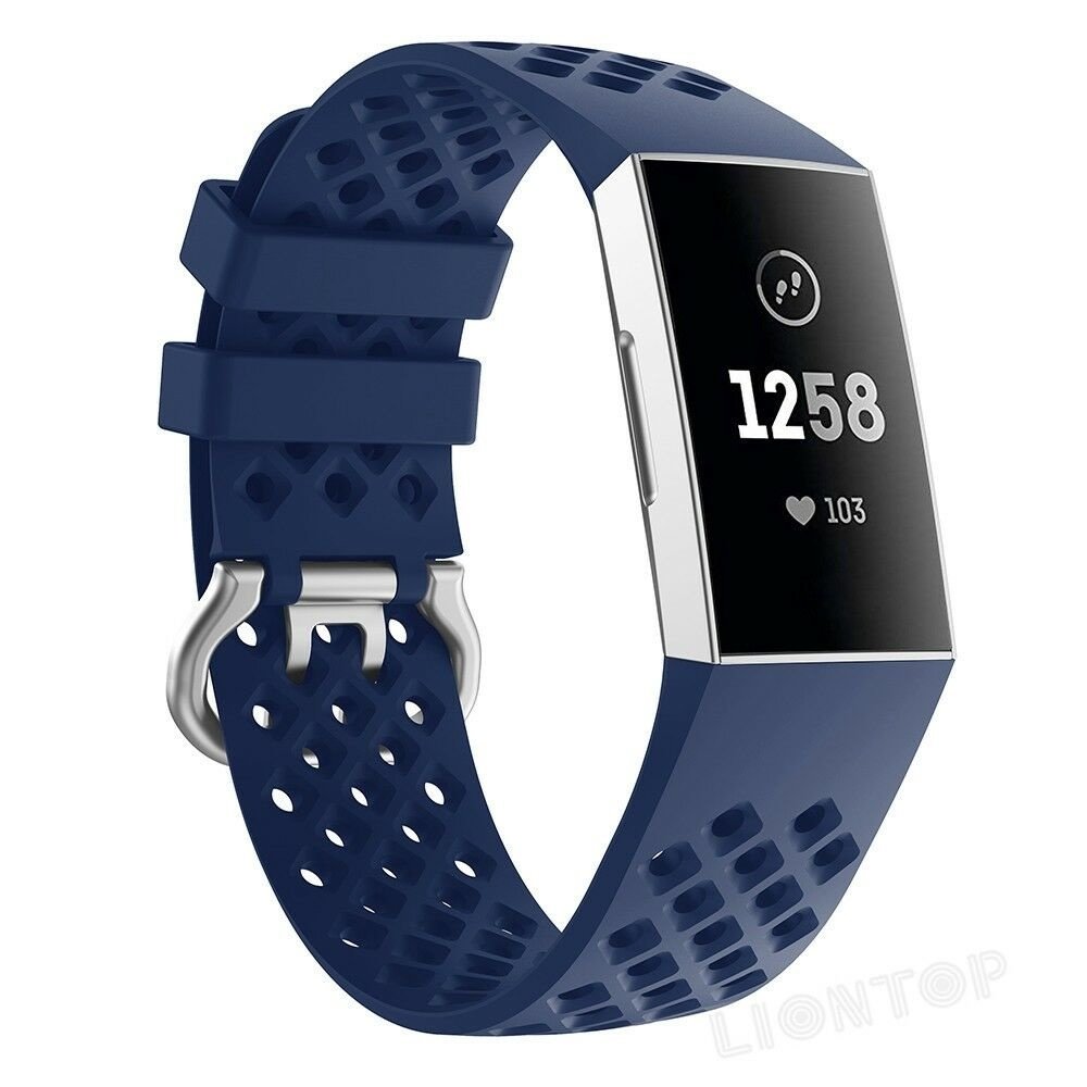 Fitbit Charge 3 siliconen bandje met gaatjes (donkerblauw)