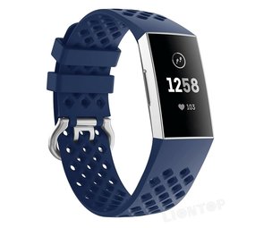 Fitbit Charge 3 siliconen bandje met gaatjes (donkerblauw)