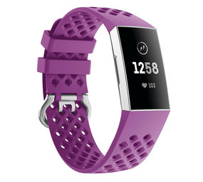 Fitbit Charge 3 siliconen bandje met gaatjes (donkerpaars)
