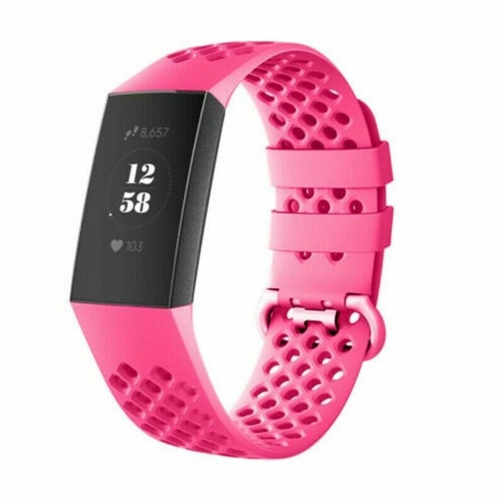 Fitbit Charge 4 siliconen bandje met gaatjes (roze)