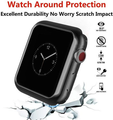 Apple Watch silicone case (zwart-metalic)