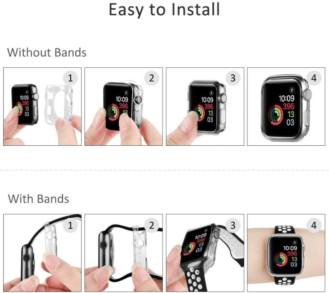 Apple Watch silicone case (zwart-metalic)