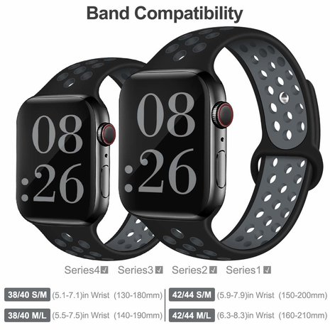 Apple Watch silicone sport+ band (zwart/grijs)