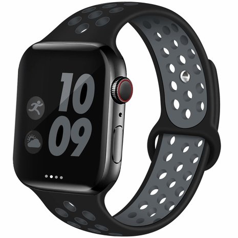 Apple Watch silicone sport+ band (zwart/grijs)