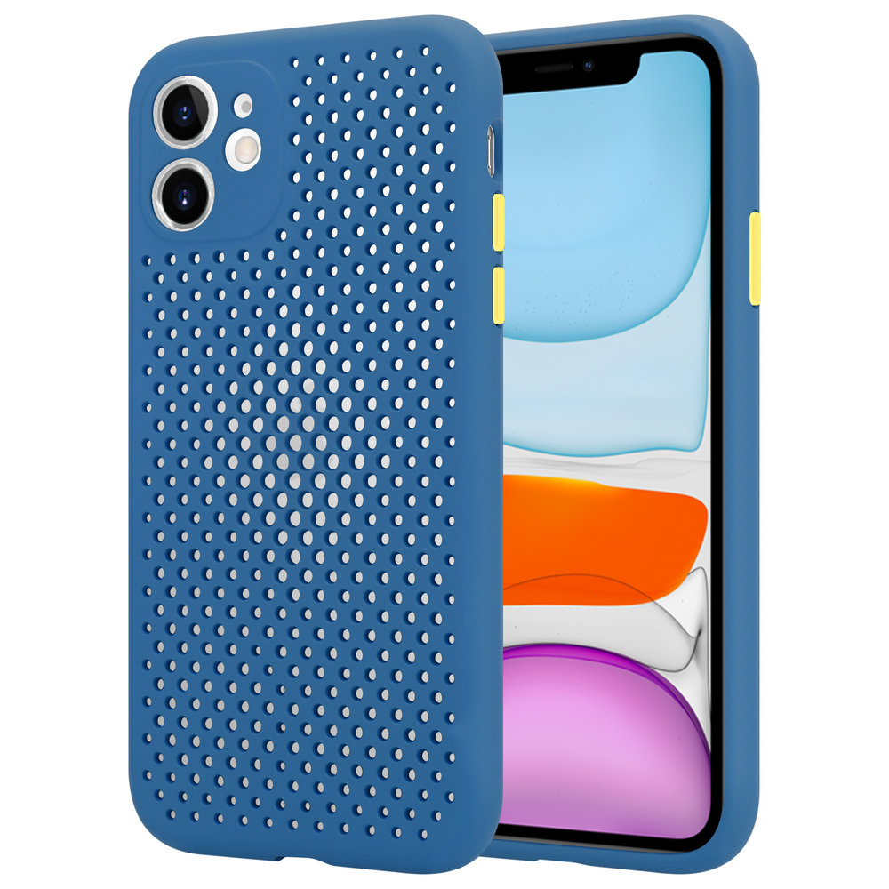ShieldCase® Shieldcase siliconen hoesje met gaatjes iPhone 11 (donkerblauw)