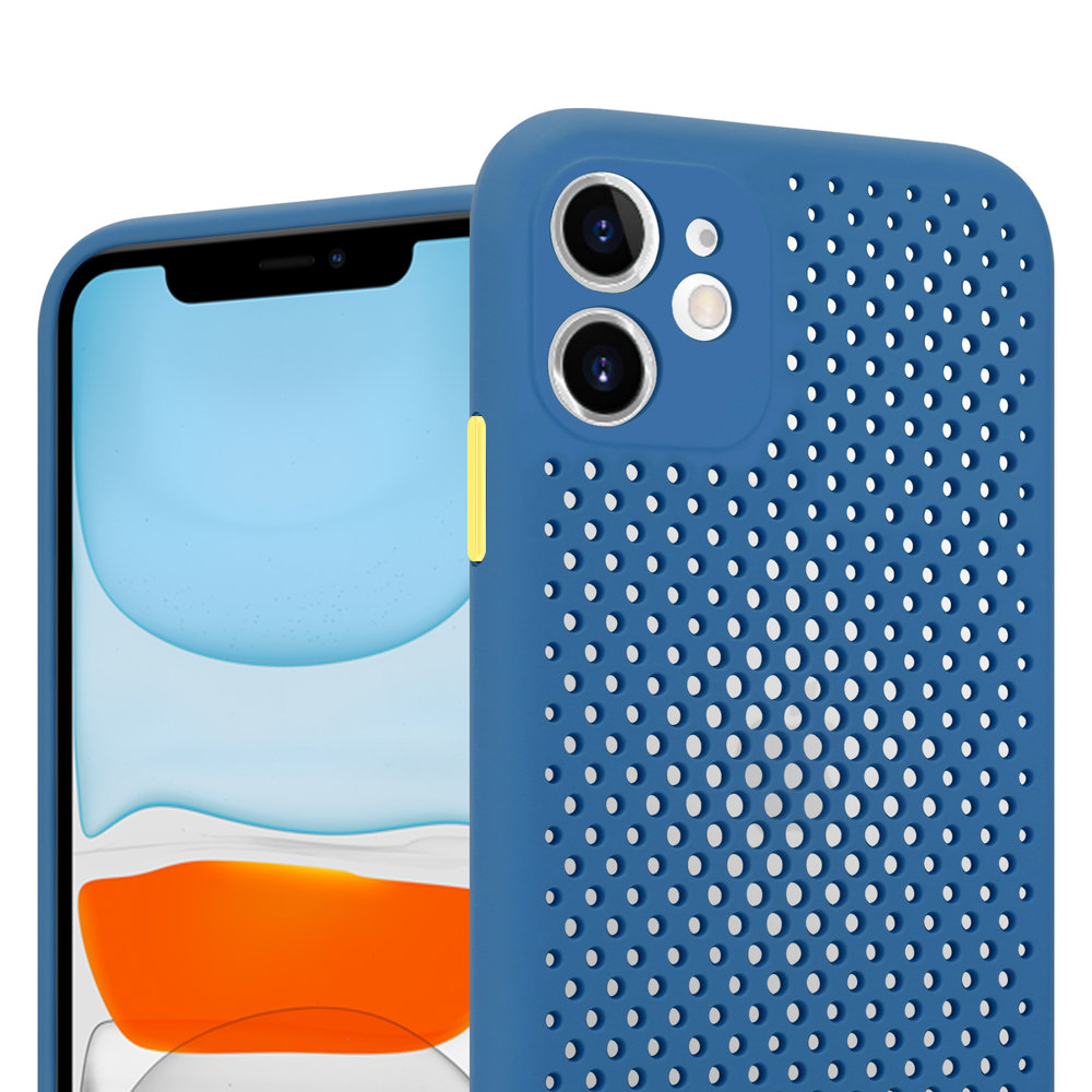 ShieldCase® Shieldcase siliconen hoesje met gaatjes iPhone 11 (donkerblauw)