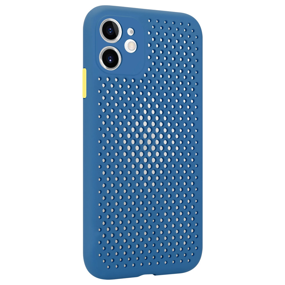 ShieldCase® Shieldcase siliconen hoesje met gaatjes iPhone 11 (donkerblauw)