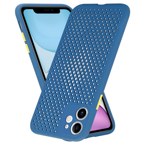ShieldCase® Shieldcase siliconen hoesje met gaatjes iPhone 11 (donkerblauw)