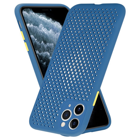 ShieldCase® Shieldcase siliconen hoesje met gaatjes iPhone 11 Pro Max (donkerblauw)
