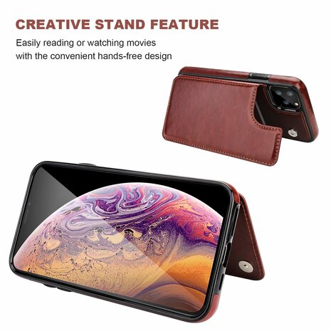 ShieldCase® ShieldCase iPhone 11 Pro wallet case (bruin) met Privacy Glas
