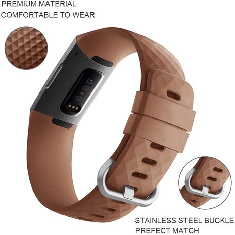Fitbit Charge 4 silicone band (bruin)