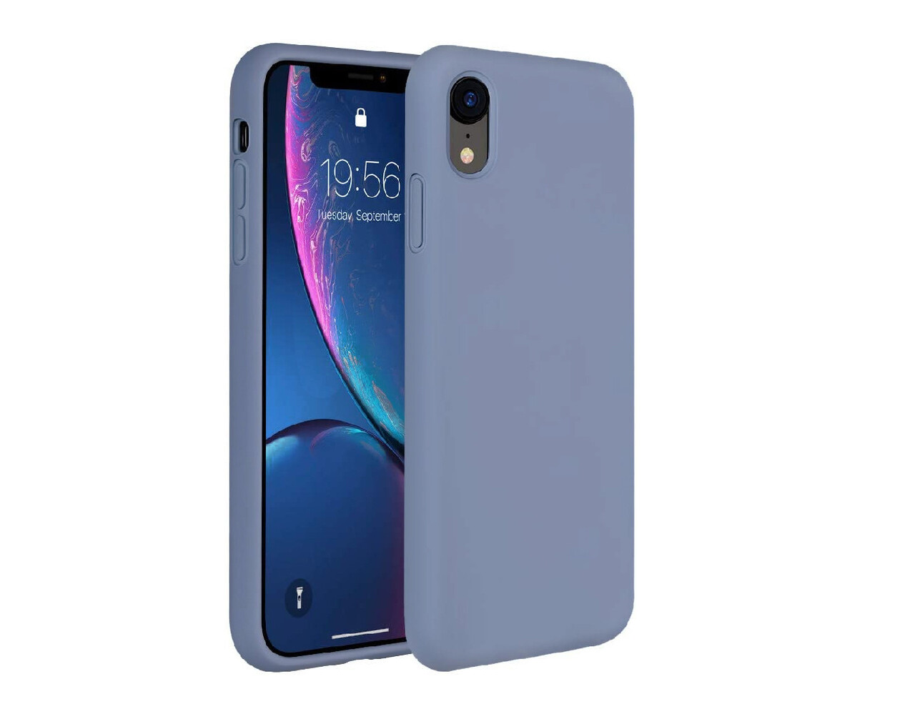 ShieldCase® ShieldCase Silicone case iPhone Xr (lavendel grijs) + glazen screen protector