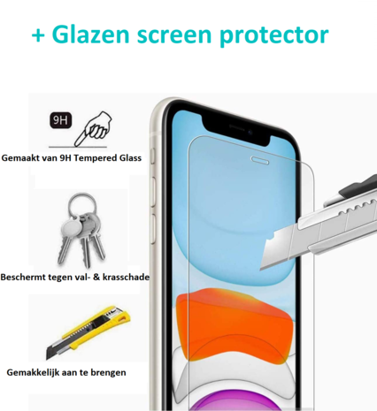 ShieldCase® ShieldCase Silicone case iPhone Xr (lavendel grijs) + glazen screen protector