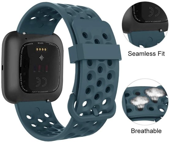 Fitbit Versa siliconen bandje met gaatjes (Grijsblauw)
