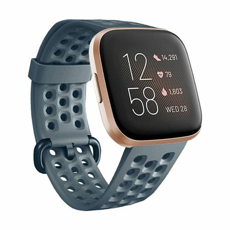 Fitbit Versa siliconen bandje met gaatjes (Grijsblauw)