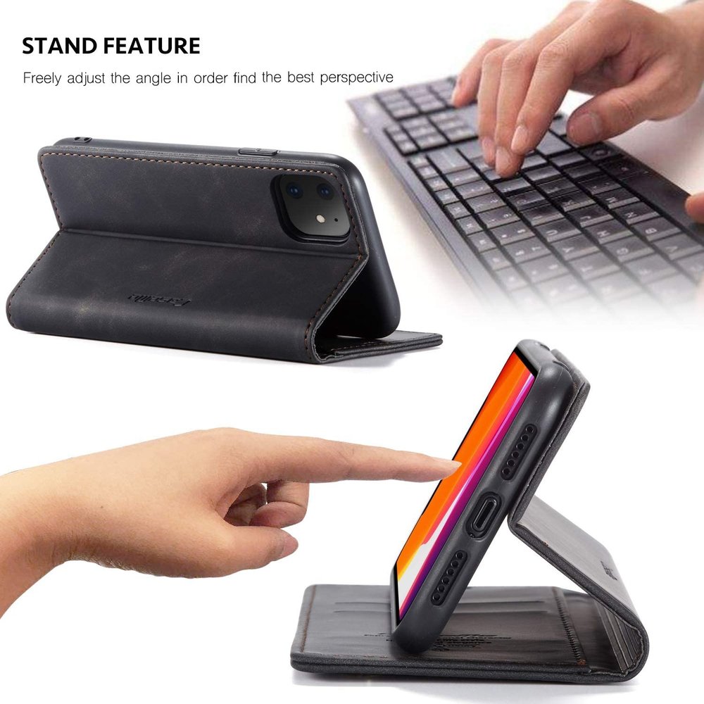 CaseMe CaseMe Luxe bookcase iPhone 11 (donkergrijs) CaseMe CaseMe Luxe bookcase iPhone 11 (donkergrijs)