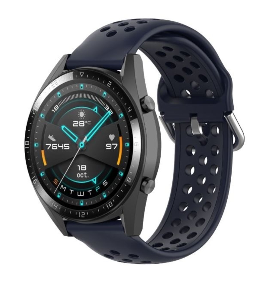 Huawei Watch GT siliconen bandje met gaatjes (donkerblauw)