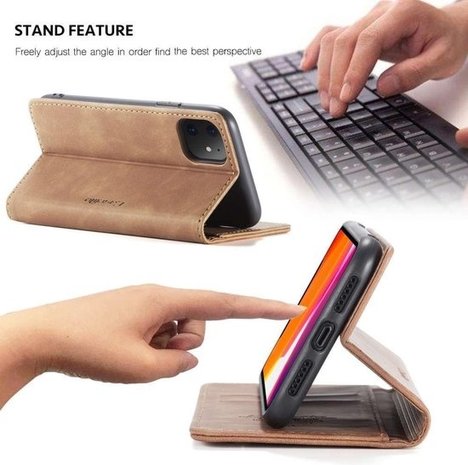 CaseMe CaseMe Luxe bookcase iPhone 11 (bruin) CaseMe CaseMe Luxe bookcase iPhone 11 (bruin)