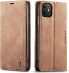 CaseMe  CaseMe Luxe bookcase iPhone 11 (bruin)