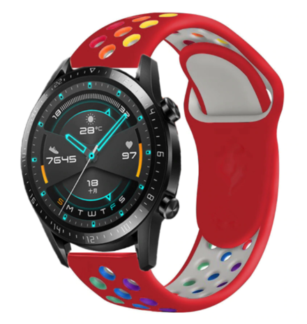 Huawei Watch GT sport bandje (rood kleurrijk) Huawei Watch GT sport bandje (rood kleurrijk)
