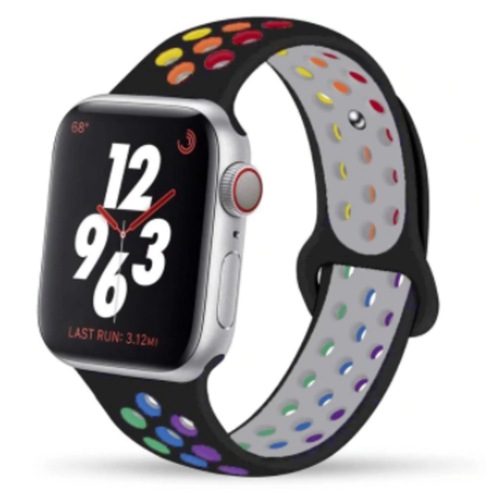 Apple Watch silicone sport+ band (zwart kleurrijk)