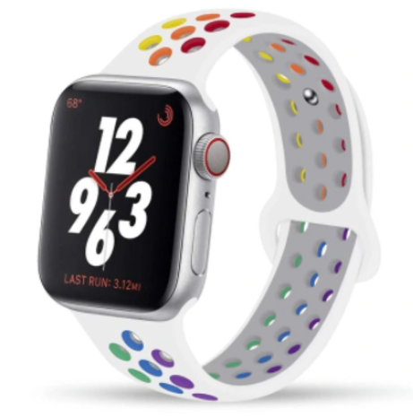 Apple Watch silicone sport+ band (wit kleurrijk)