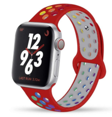 Apple Watch silicone sport+ band (rood kleurrijk)