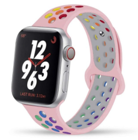 Apple Watch silicone sport+ band (roze kleurrijk)