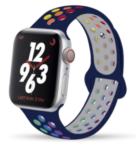 Apple Watch silicone sport+ band (donkerblauw kleurrijk)