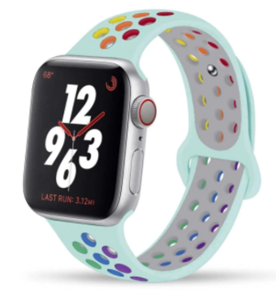 Apple Watch silicone sport+ band (lichtblauw kleurrijk)