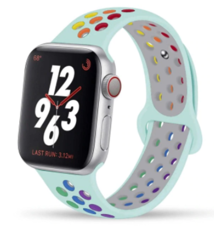 Apple Watch silicone sport+ band (lichtblauw kleurrijk)
