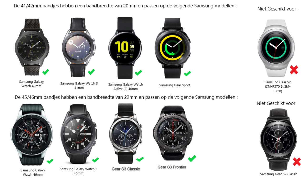 Samsung Galaxy Watch leren silicone band (zwart/groen)