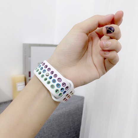 Apple Watch silicone sport+ band (wit kleurrijk)