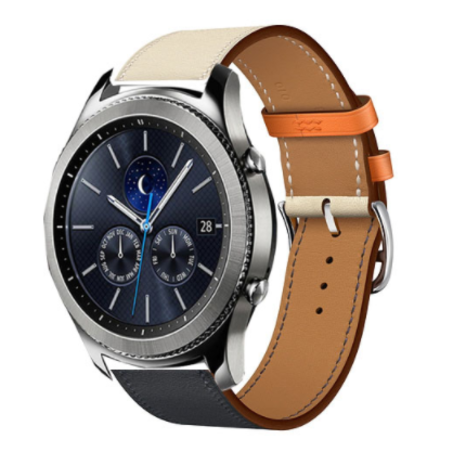Samsung Gear S3 lederen bandje (wit/donkerblauw) Samsung Gear S3 lederen bandje (wit/donkerblauw)