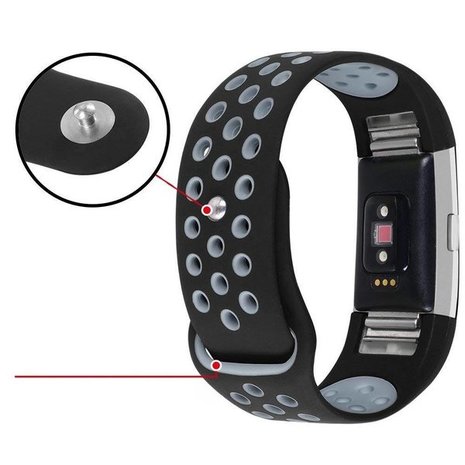 Fitbit Charge 2 sport band (zwart grijs) Fitbit Charge 2 sport band (zwart grijs)