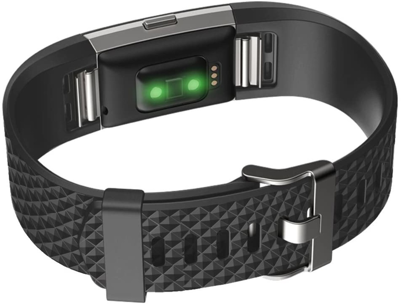 Fitbit Charge 2 diamant silicone band (zwart)