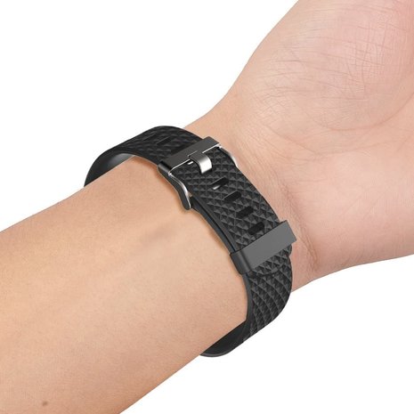 Fitbit Charge 2 diamant silicone band (zwart)