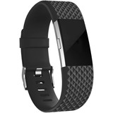 Fitbit Charge 2 diamant silicone band (zwart)