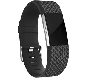 Fitbit Charge 2 diamant silicone band (zwart)