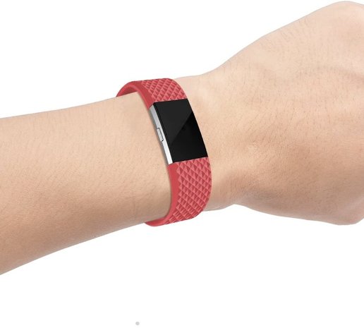 Fitbit Charge 2 diamant silicone band (rood)