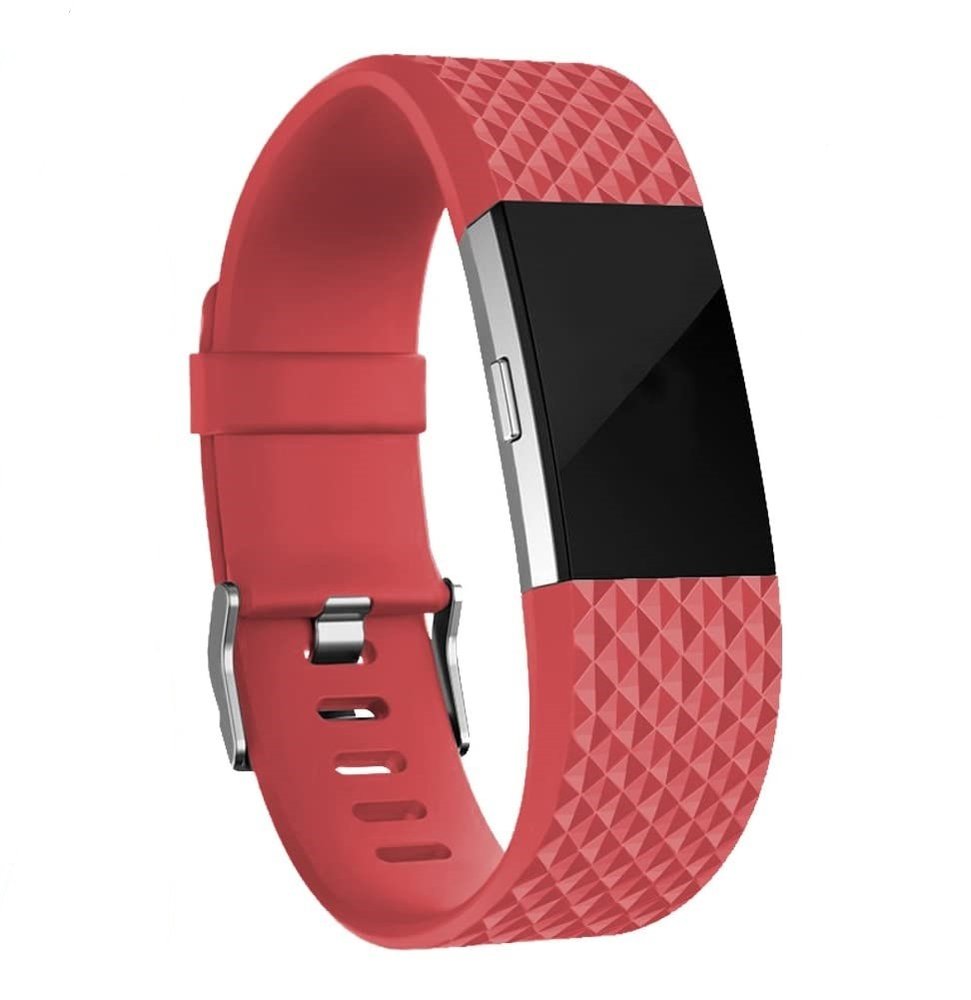 Fitbit Charge 2 diamant silicone band (rood)