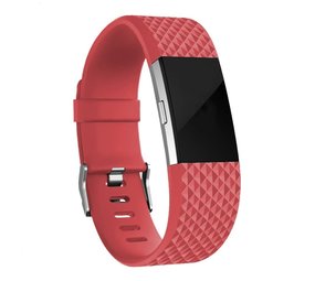 Fitbit Charge 2 diamant silicone band (rood)