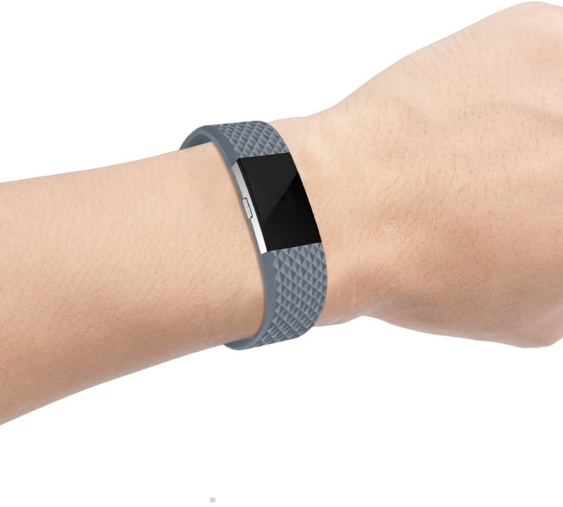 Fitbit Charge 2 diamant silicone band (grijs)