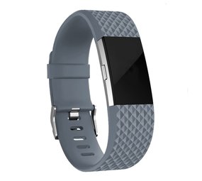 Fitbit Charge 2 diamant silicone band (grijs)